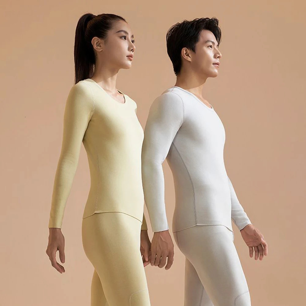 Womens Thermal Underwear Set Antibacterial Cashmere Silk Winter Thickened Seamless High Elasticity Round Neck Thermal Clothing 241031