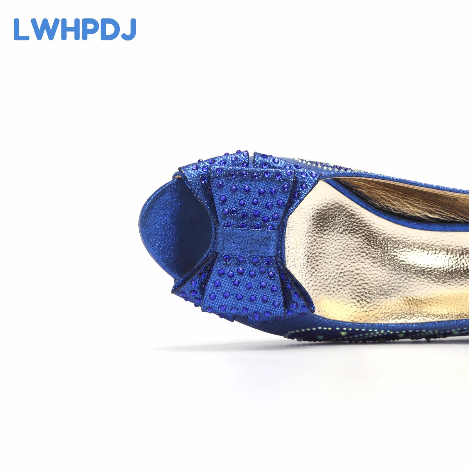 Royal Blue African Women Shoes and Bag Set Peep Toe Sandals with Shinning Crystal for Wedding Party 241030