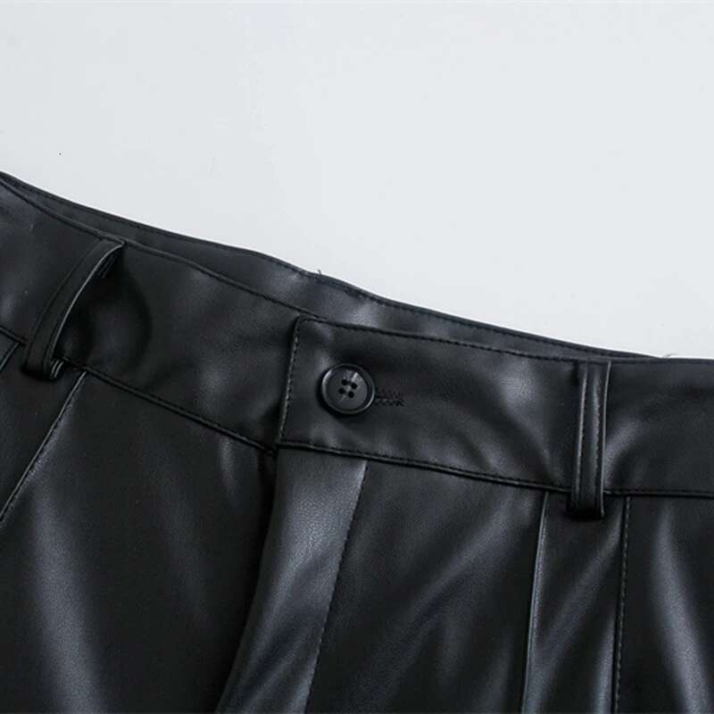 Laxsesu For Women Faux Leather Casual Straight Autumn 2024 New Retro Fashion High Waist Trousers Women's Y2k Pants