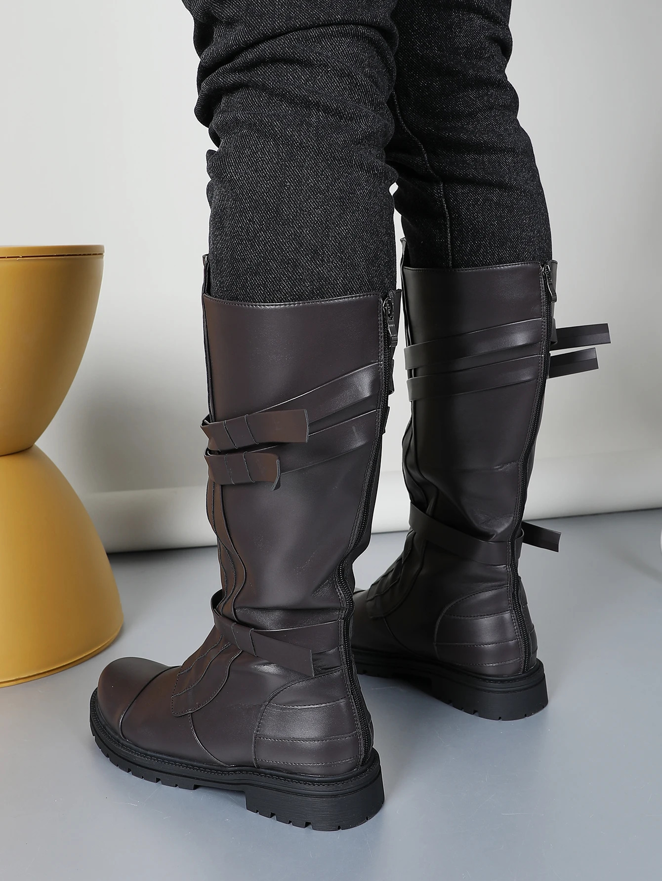 Knight Shoes Mens Role Playing Fantasy Black Brown Boots Movie Space War Clothing Accessories Adult Womens Fantasy Shoes 241031