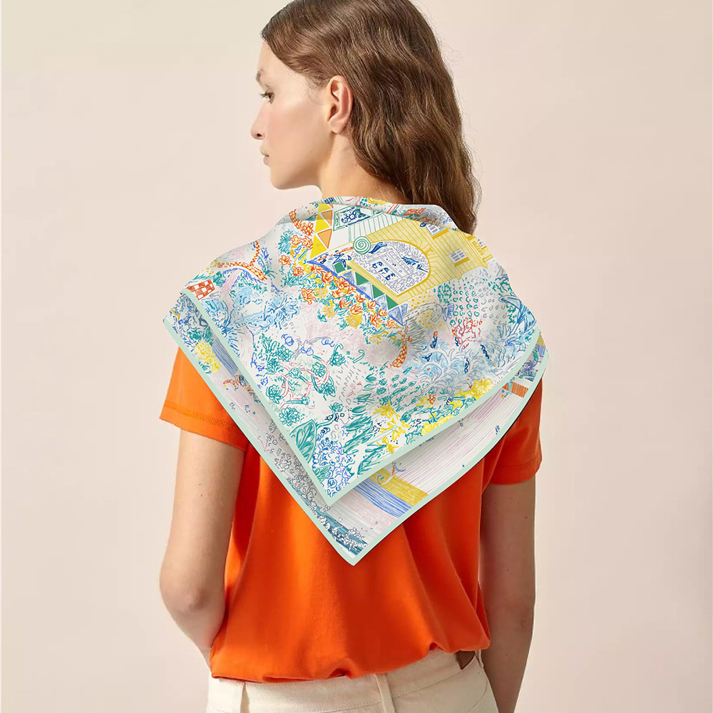 Silk Twill Scarf Square Head Scarves Shawls Bandanas Tops Summer Spring Belt Bag Accessories Female Foulard Femme Christmas gifts Les Folies du Faubou