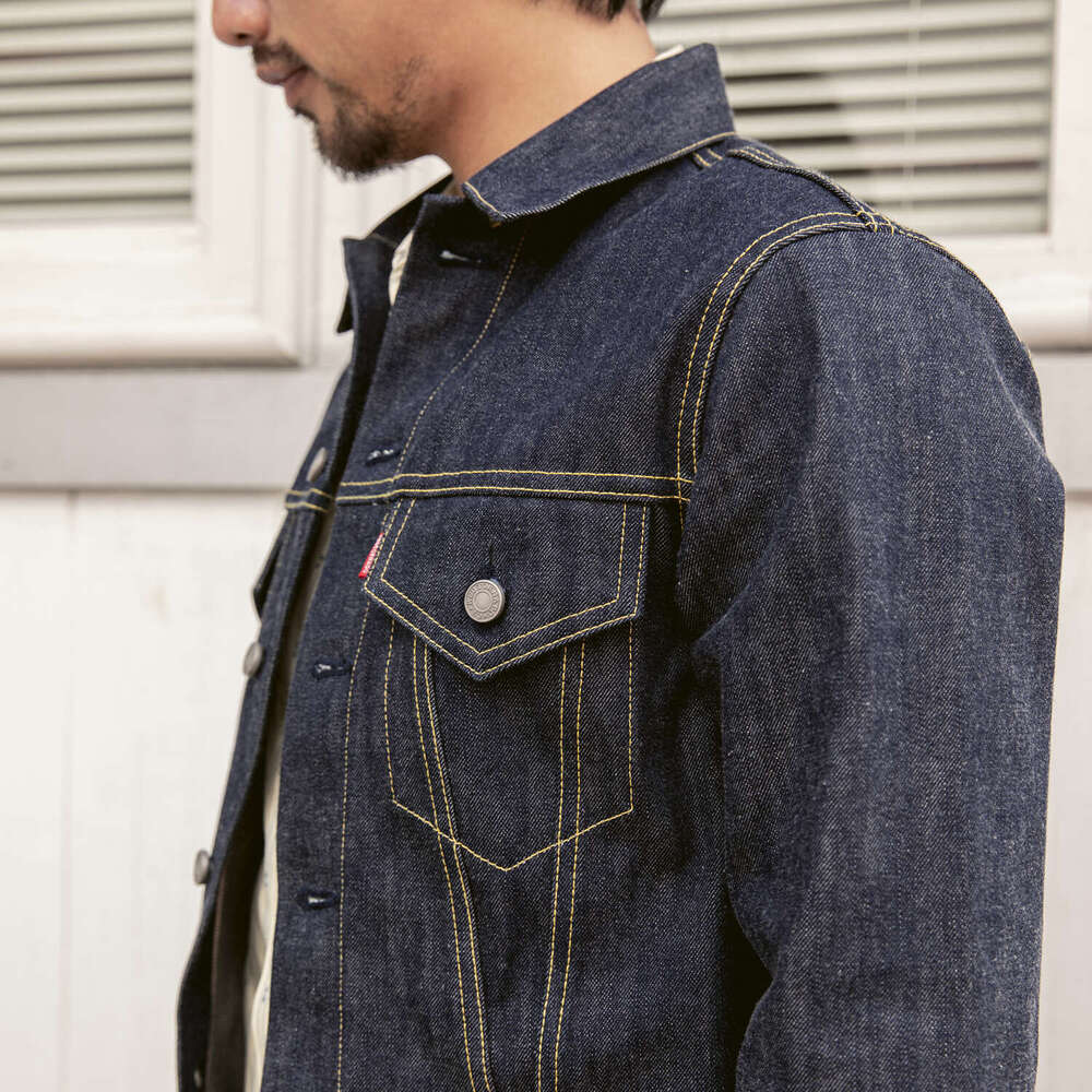 Tornado Type 3 Trucker Jean Jacket 557Xx Red Seedge Raw Denim Coat For Men