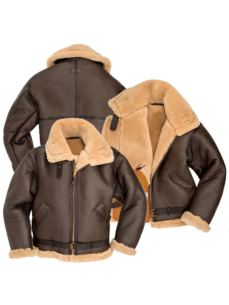 Faux Leather Fur Wrm Coat For Male Fashion Lapel Long Sleeve Thicken Fleece Jacket 2024 Winter Mens Zipper Pocket Furry Outcoat 241031