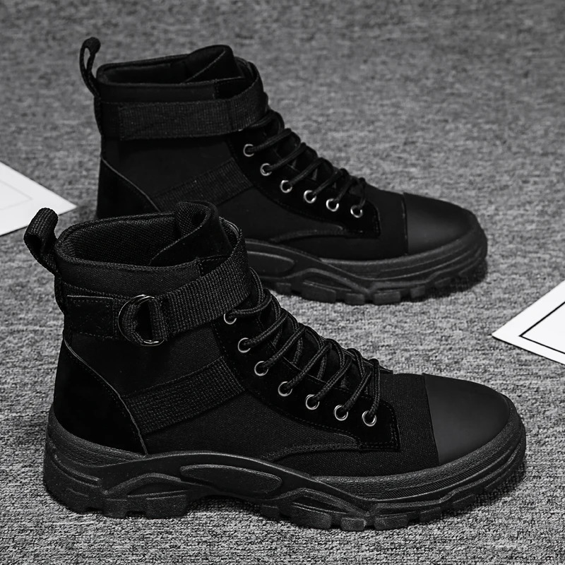 Motorcycle boots for men casual round toe hiking shoes high durability anti slip fashionable and trendy fully matched 241031