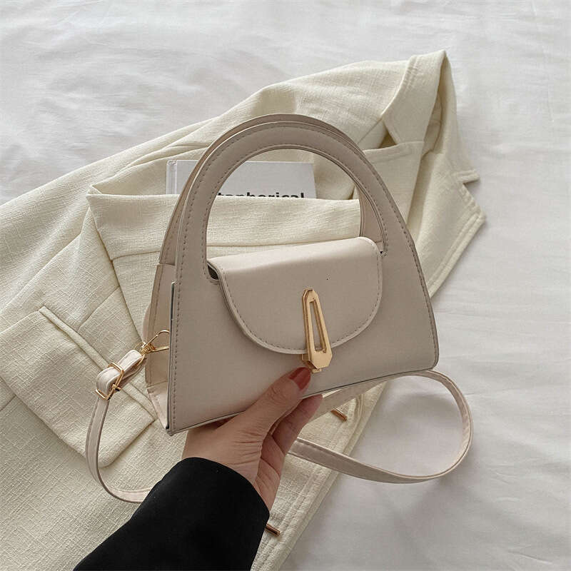 2024 Summer New Half-Round Solid Color Commuter Lock Bag For Women: Trendy & Stylish Casual Crossbody Option
