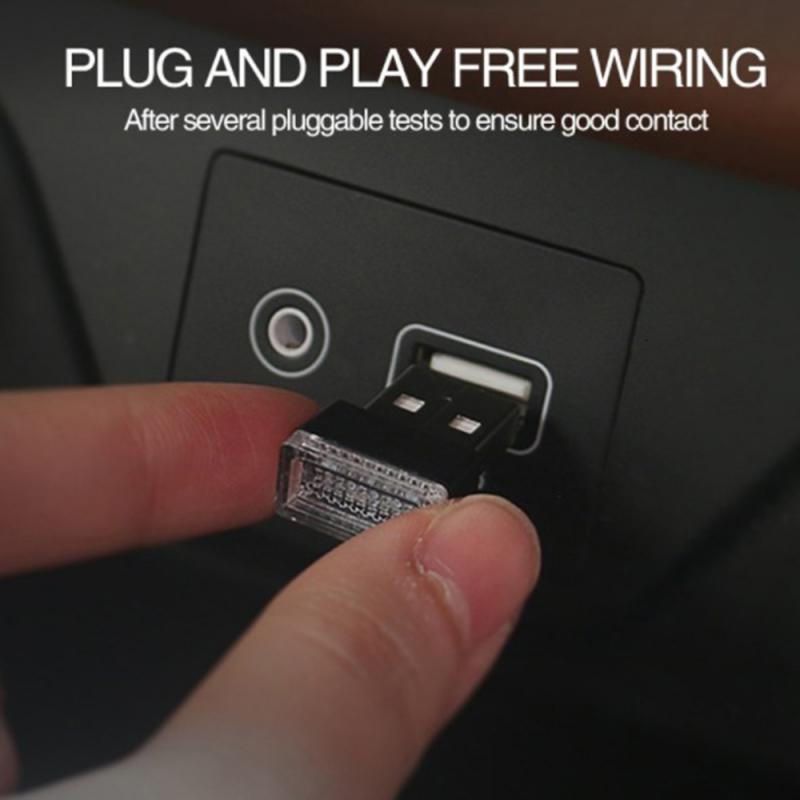New Mini USB LED Car Ambient Night Light Decorative Neon Lamp Auto Interior Atmosphere Emergency PC Mobile Power Charging