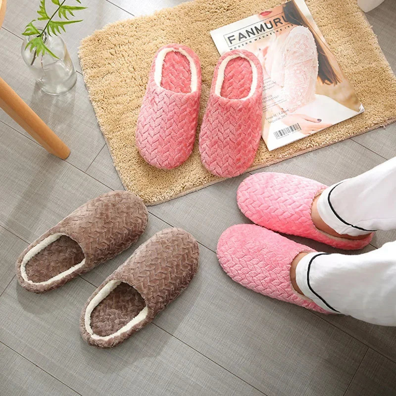 Womens indoor slider warm plush home female slider autumn winter shoes home flat home soft slider bedroom Y 241031