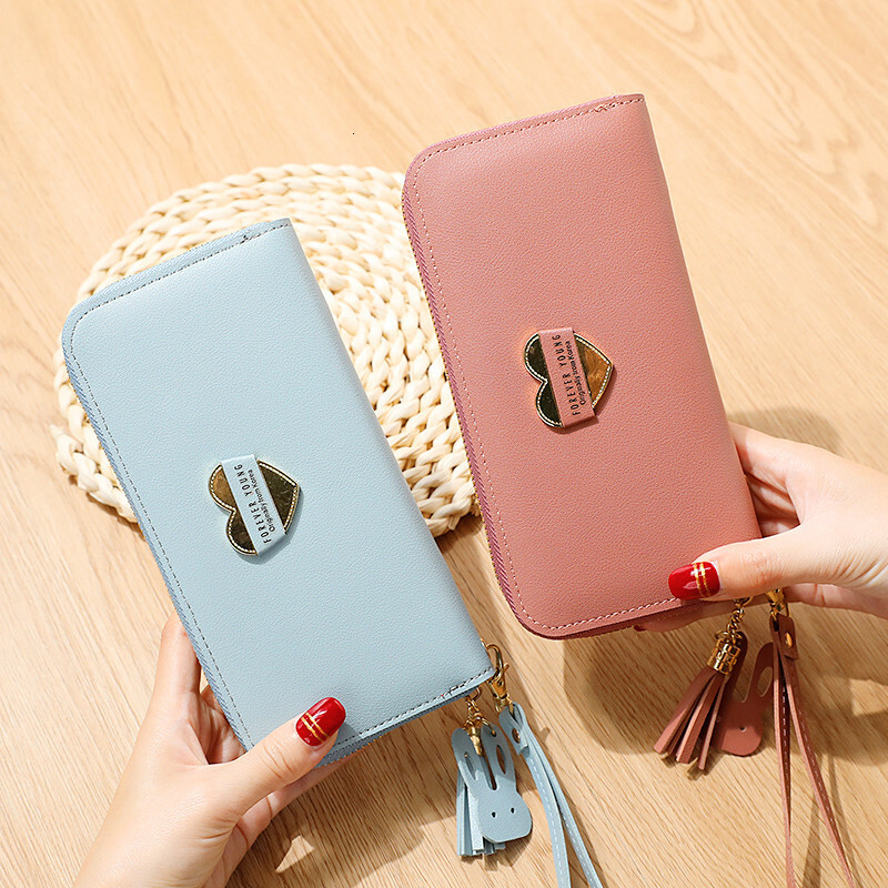 New designer women's hardware love long style fresh exchange multifunctional buckle mobile wallet