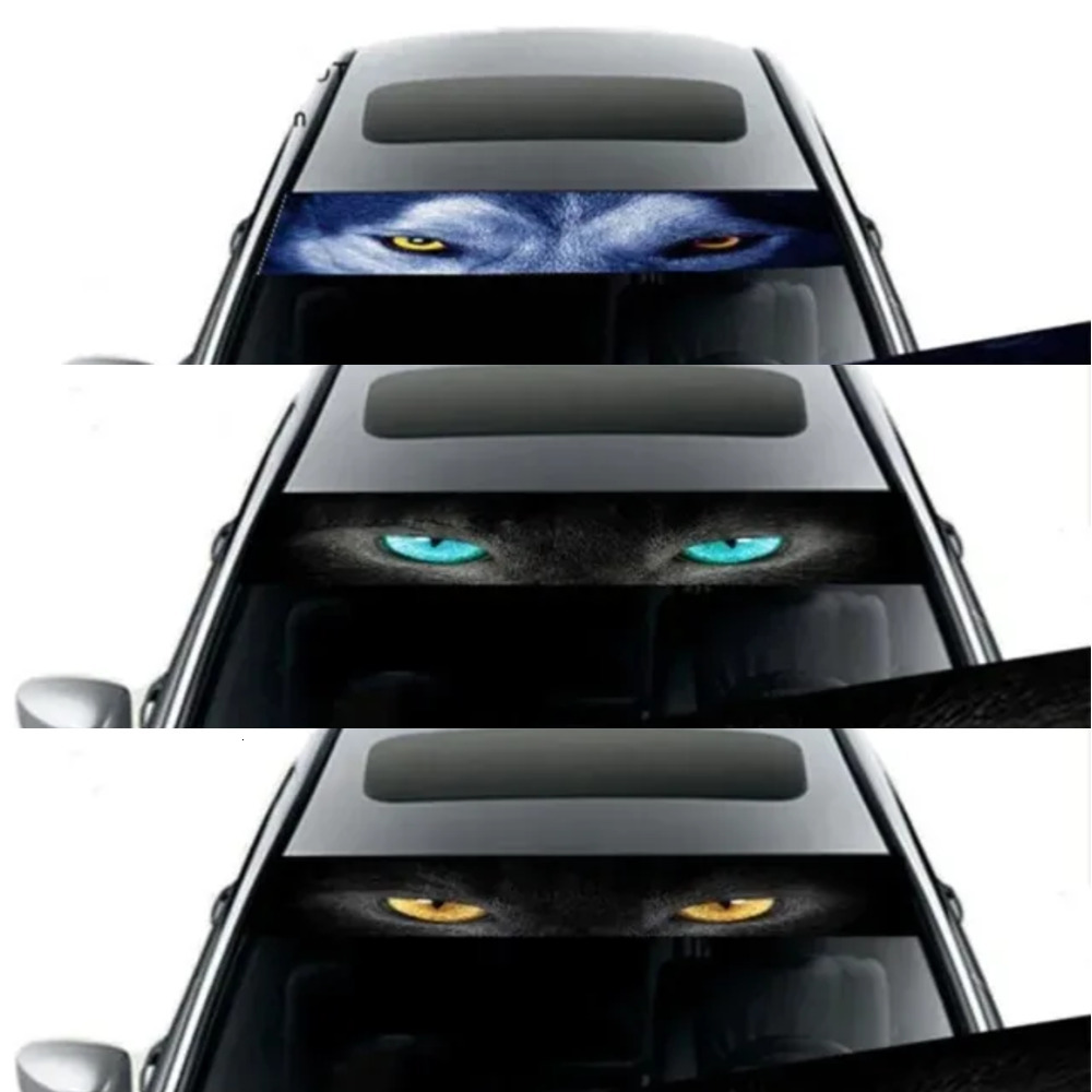 New 3D Car Stickers Wolf Eyes And Skull Pattern For Front Windshield Auto Rear Window Sunscreen Vinyl Decals Cool Animal Decoration