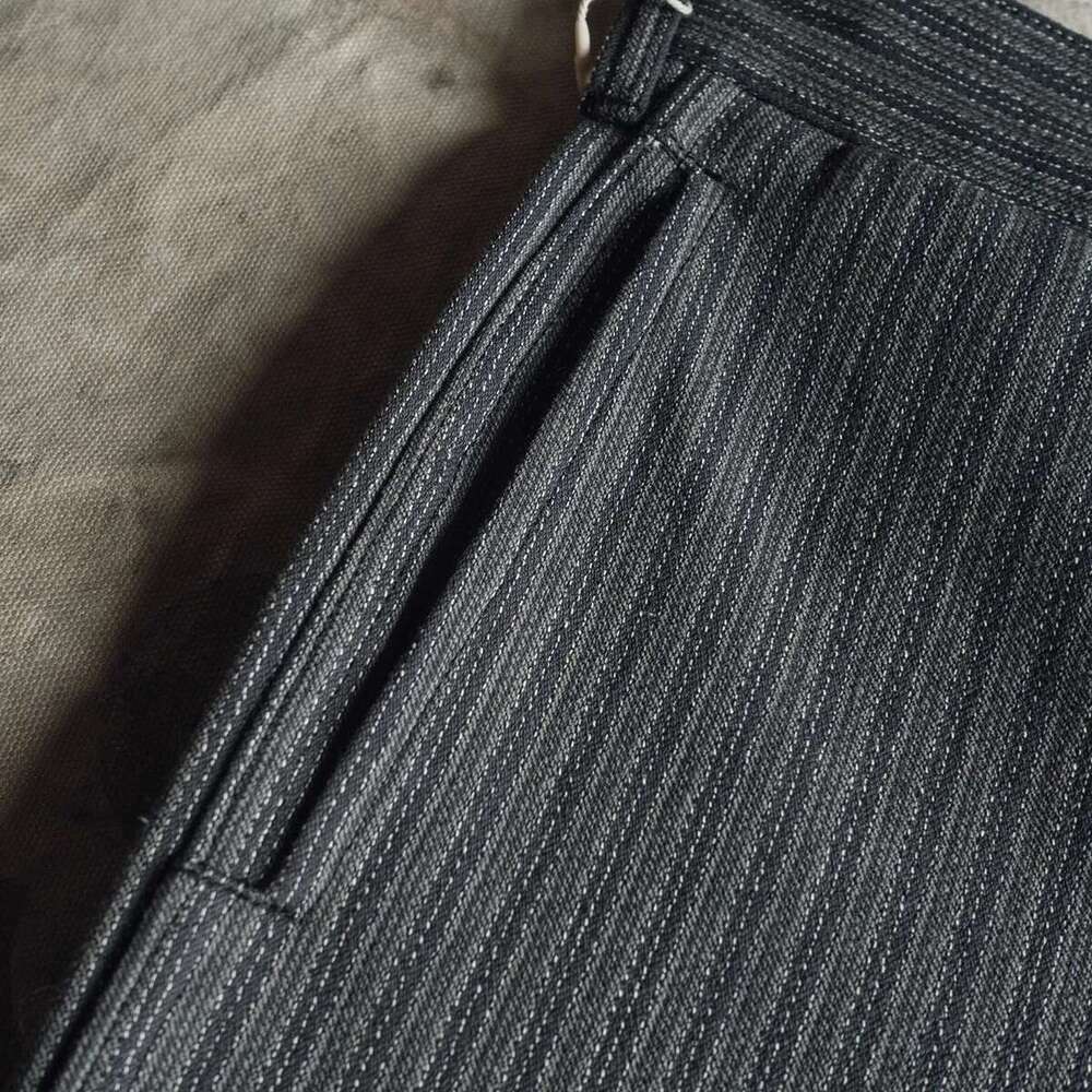 Bronson Lot 931 Vintage Black & Grey Stripes Work Pants Retro Style Men's Casual Trouser