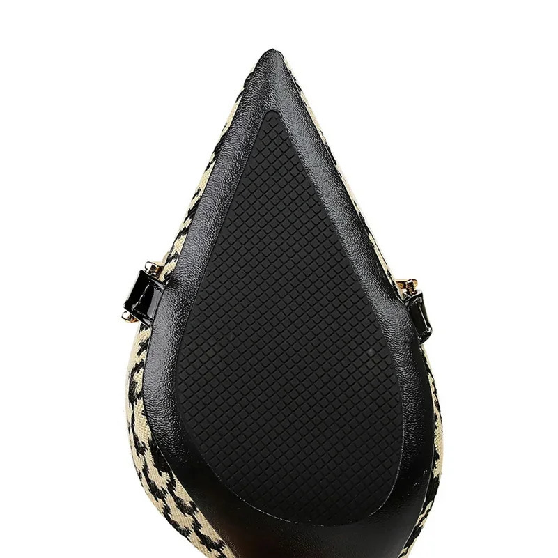 Women 7.5cm 11cm High Heels Pumps Sexy Pointed Toe Bigtree Heels Lady Pearl Metal Chain Scarpins Stiletto Zebra Plaid Shoes 241030