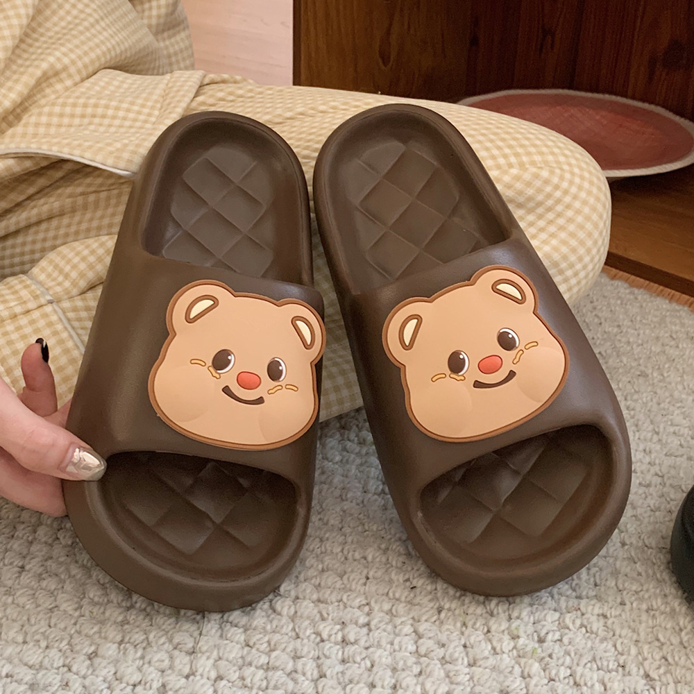 2024 New Slippers Ladies Summer Shoes Soft cute cartoon Bear slippers Indoor Street sandals Girls Beach shower slide