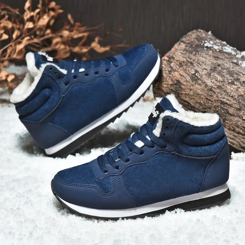 Winter snow boots mens plush warm womens boots suede leather ankle boots comfortable and lightweight couple waterproof sports shoes large size 48 2410