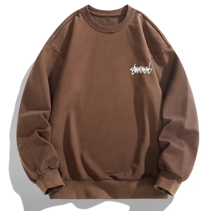 2024 Spring Autumn Men Casual Sweatshirts Harajuku Loose Streetwear Tops O Neck Pullover Hoody Solid Mens M3XL 241024