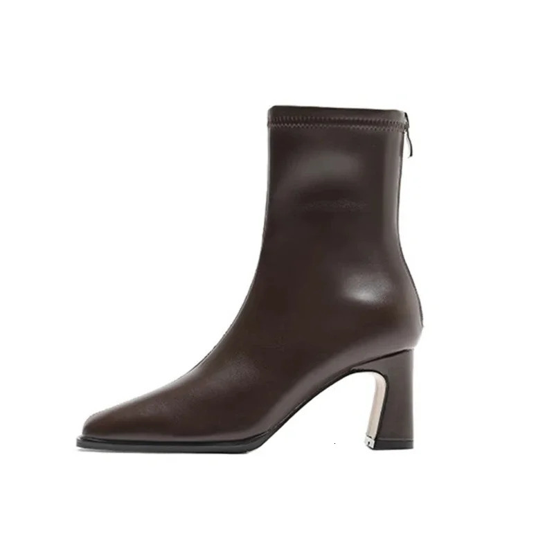 Vintage Warm Cotton Women Ankle Boots Fashion Elegant Square Toe Shoes Autumn Winter Thick Heel Womens Short Booties 241030