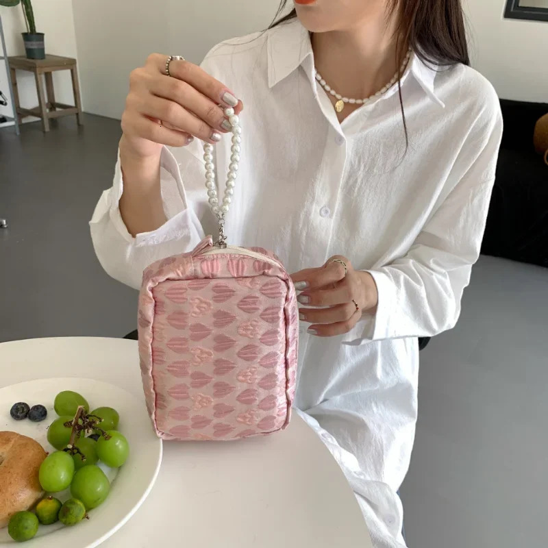 Summer Flower Fresh Travel Makeup Bag Womens Clutch Wash Face Bag Fashion Flower Womens Makeup Storage Bag 241031