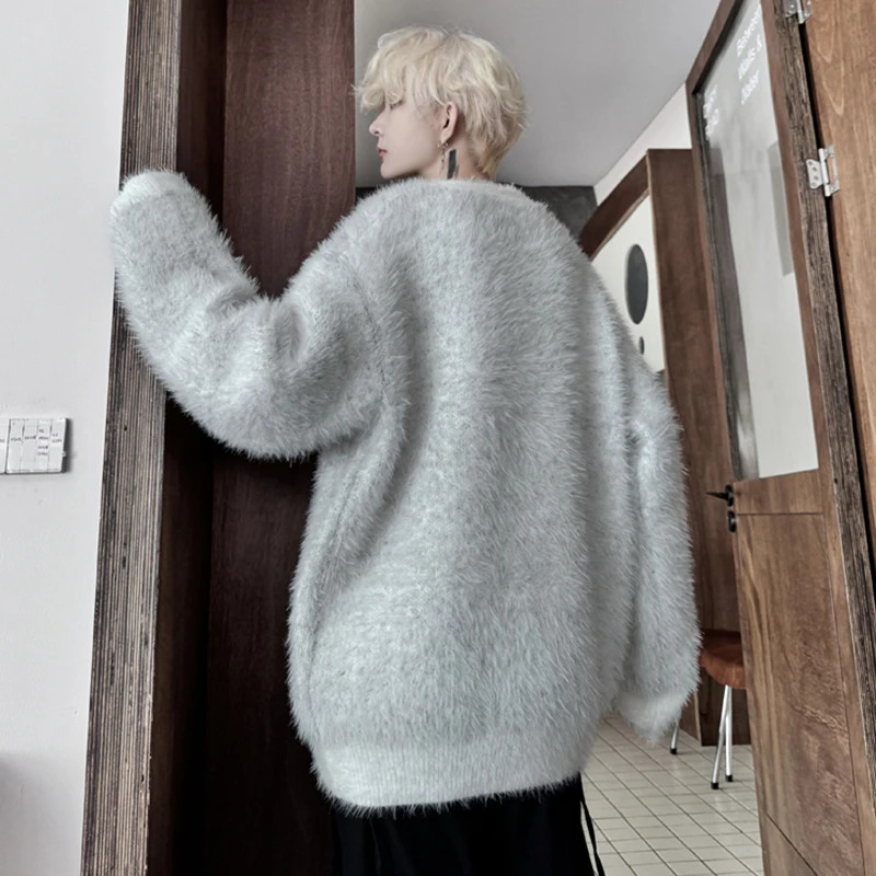 LUZHEN Letter Jacquard Fur n Pullover Knitted Thick Sweater Classy Handsome Versatile Casual Mens Clothes LZ7048 241031