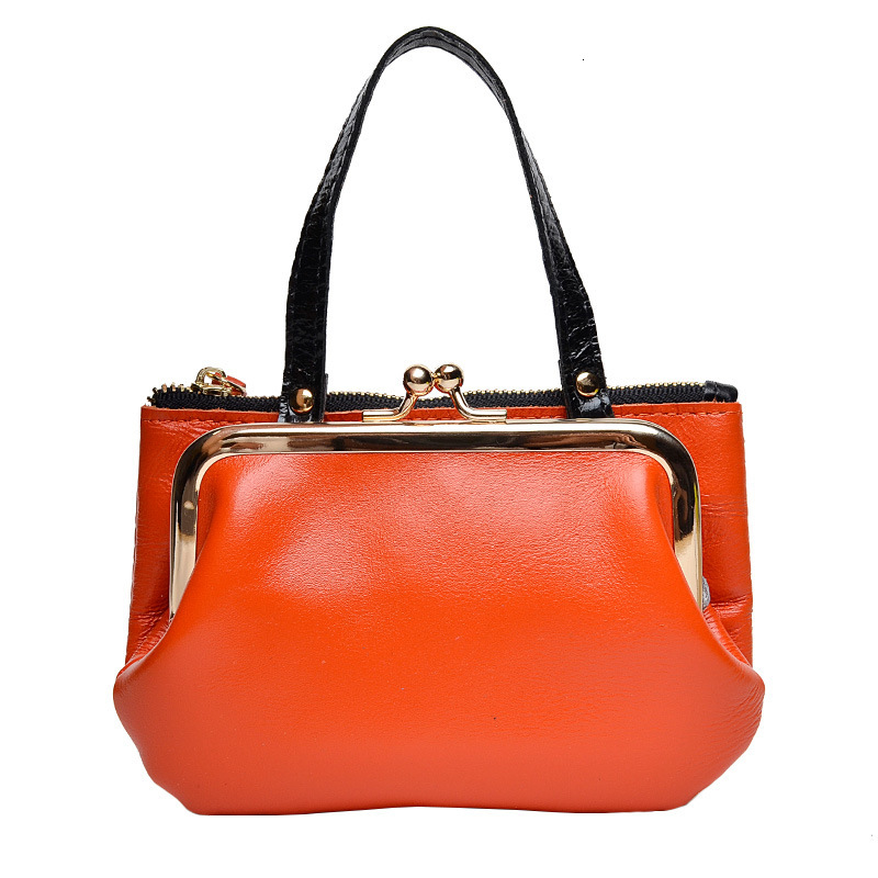 New designer genuine zero wallet women's wax cow leather wallet buckle double-layer storage small portable coin bag