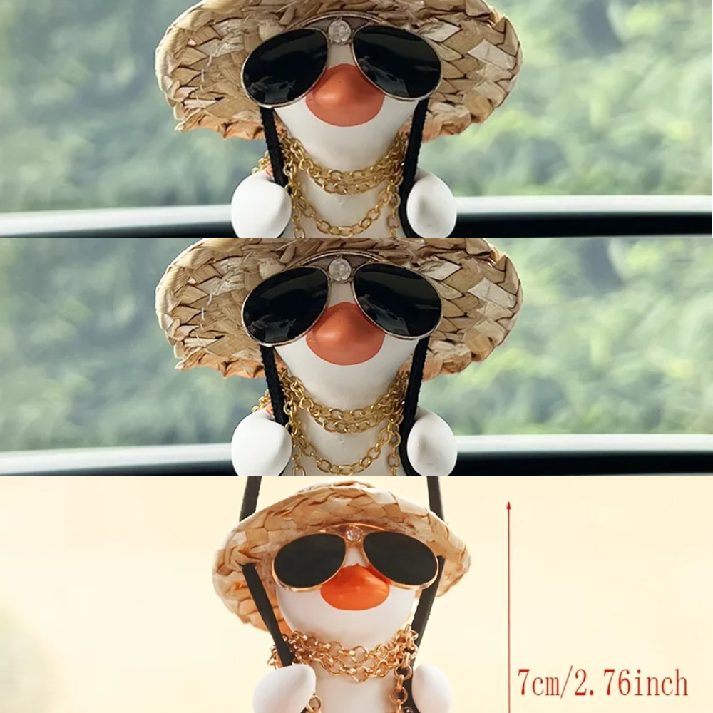 New Car Pendant Cute Anime Little Duck Swing Auto Rearview Mirror Hanging Ornaments Interior Decoraction Accessories For Girls Gifts