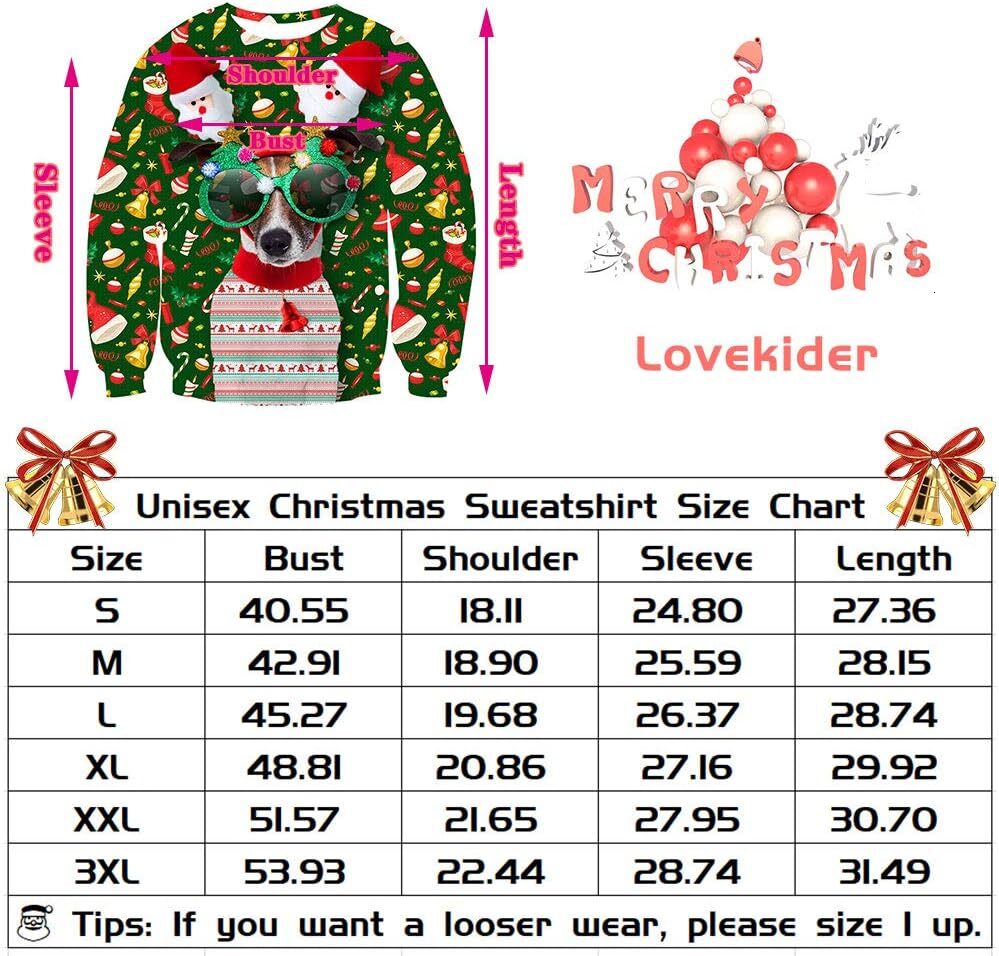 Long Sleeve Shirts for Men sweatshirt Men Ugly Christmas Sweater Novelty 3D Graphic Long Sleeve Male Xmas Sweatshirt Size T shirt Tee Streetwear Casua
