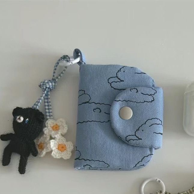 New designer Korean Instagram niche zero wallet cute rabbit multi-layer card flower canvas miscellaneous bag pendant