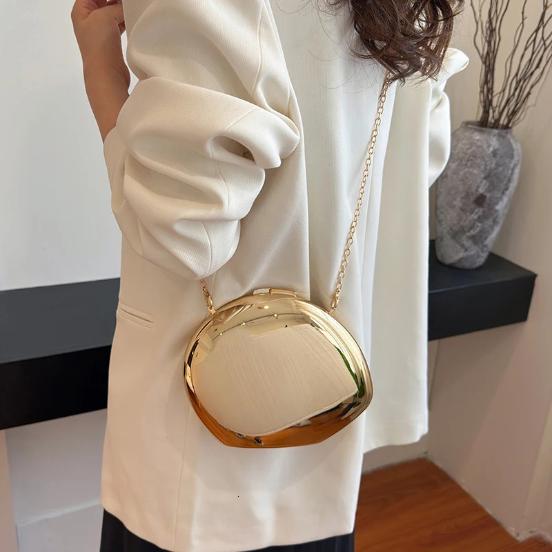 Shell lipstick Bag Smooth Mirror Acrylic Clutch Bag Womens Evening Party Bag Shiny Metal Shoulder Ten Font Small Wallet 241031