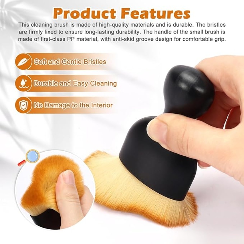 New 2Pcscar Interior Detail Maintenance Conditioner Air Vent Dust Soft Bristle Car Cleaning Care Brush