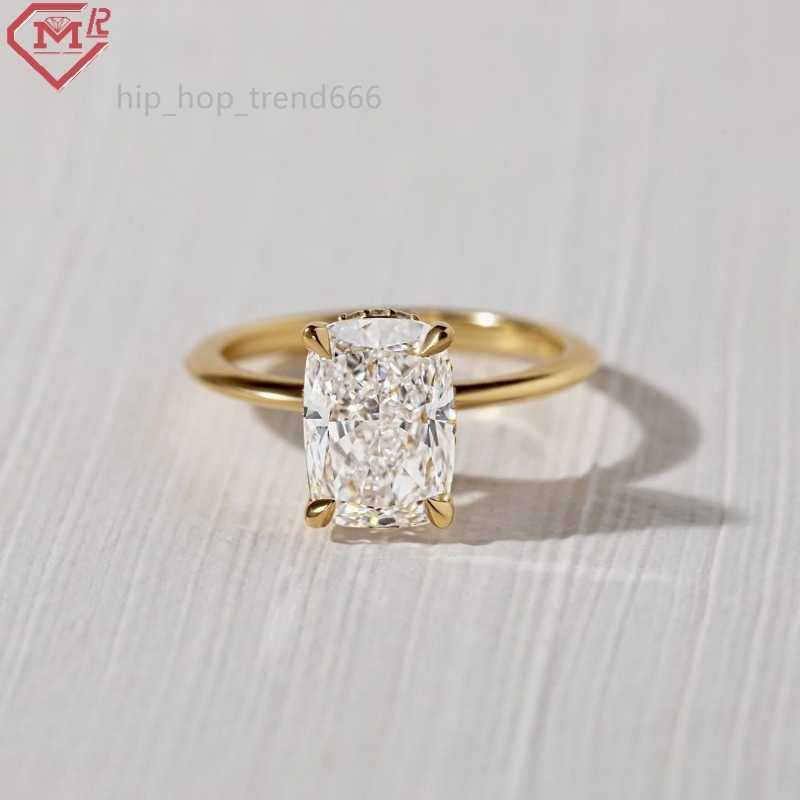 Custom GIA IGI Certified Cvd Lab Diamond Ring 14k Real Gold Engagement Ring 2ct Cushion Cut Lab Grown Diamond Ring