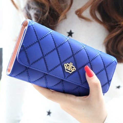 New designer women's long Korean style buckle crown handbag student wallet