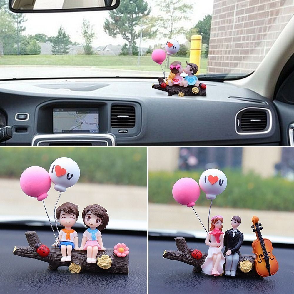 New Car Decoration Cartoon Cute Couples Action Figure Figurines Balloon Ornament Auto Interior Dashboard Accessories For Girls Gifts