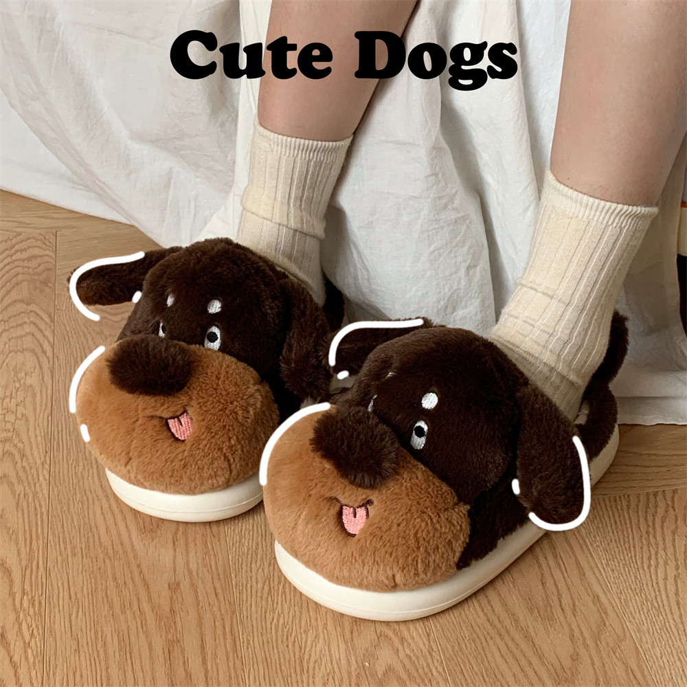 Cute animal Slippers for women Girls Fashion Kawaii Fluffy winter Warm women cartoon cute dog shoes