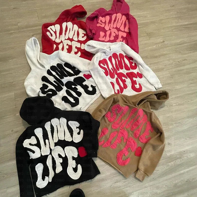 Y2k Retro American Colored Letter Hoodie Mens Fashion High Street Oversized Sportswear Womens Retro Casual Jacket 241031