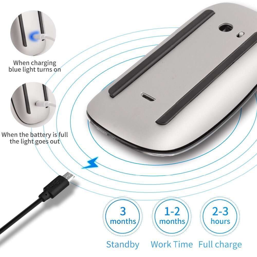 Bluetooth Wireless Magic Silent Rechargeable Laser Computer Mouse Slim Ergonomic PC Mice For Apple book
