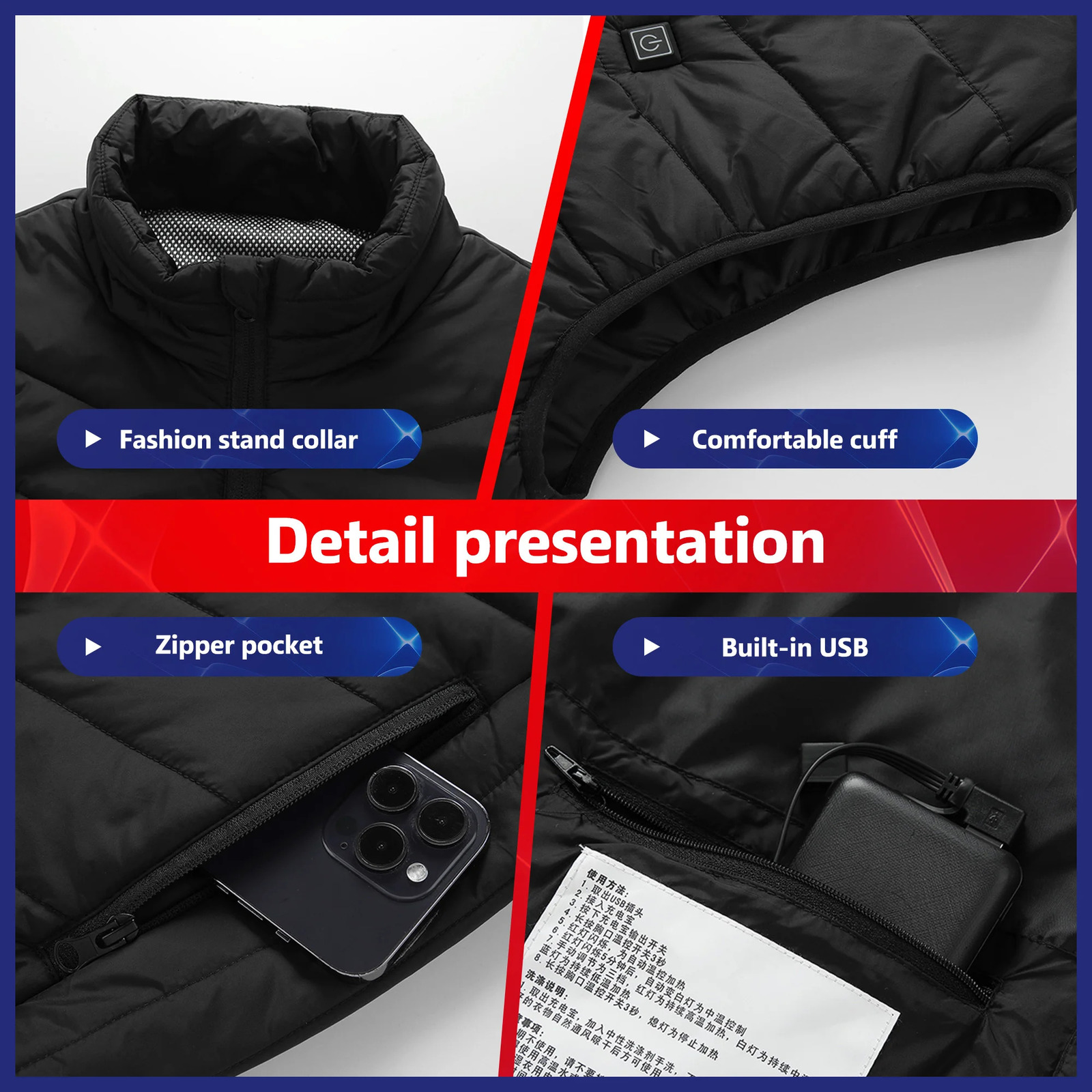 21 Heated Vest Zones Electric Heated Jackets Men Women Sportswear Heated Coat Motorcycle USB Heating Jacket For Camping 241031