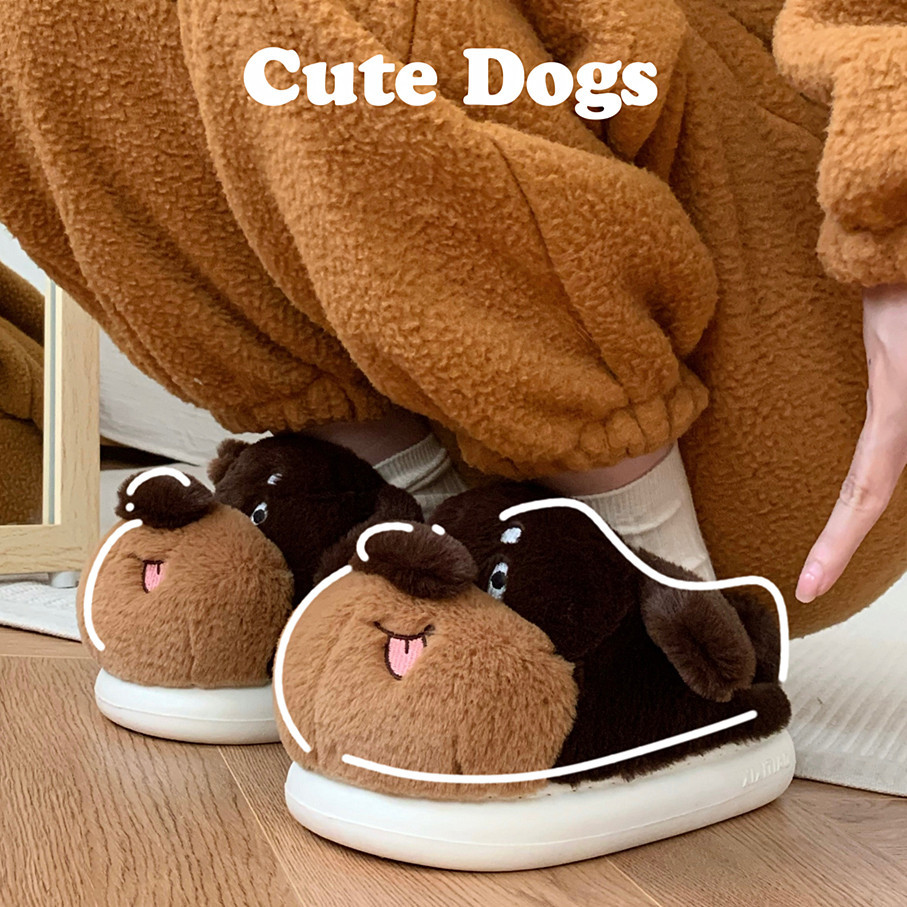 Cute animal Slippers for women Girls Fashion Kawaii Fluffy winter Warm women cartoon cute dog shoes