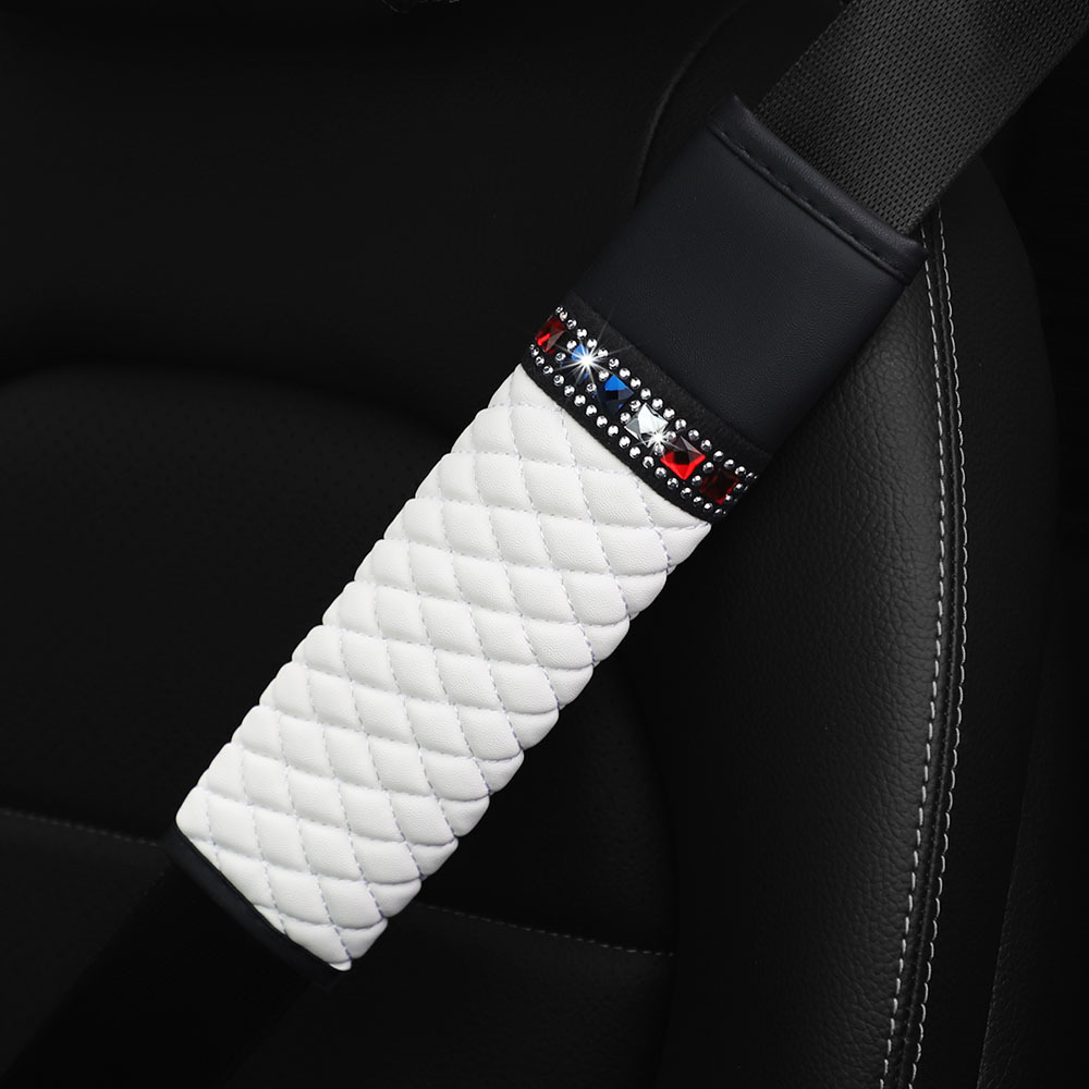 New Bg Rhie Crystal Universal Seat Belt Pads Cover Soft Comfort Plush Shoulder Strap Harness Pad For Car Bag