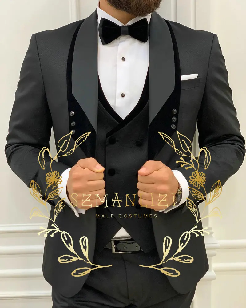 White classic mens 3-piece set tailcoat shawl lapel grooms wedding dress set fashionable mens business jacket pants vest 241025