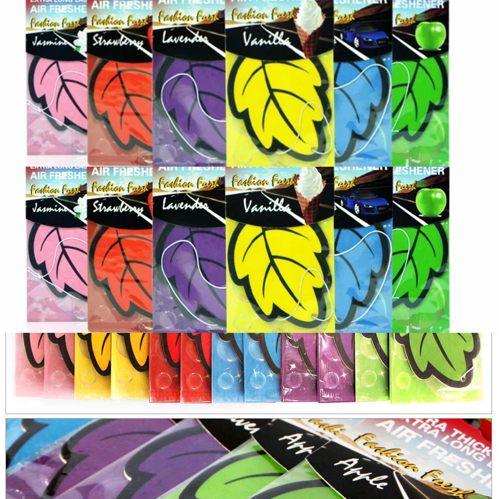 New 6Pcs Air Freshener Natural Scented Tea Paper Auto Hanging Vanilla Perfume Fragrance Leaf Shape Car Accessories Interior