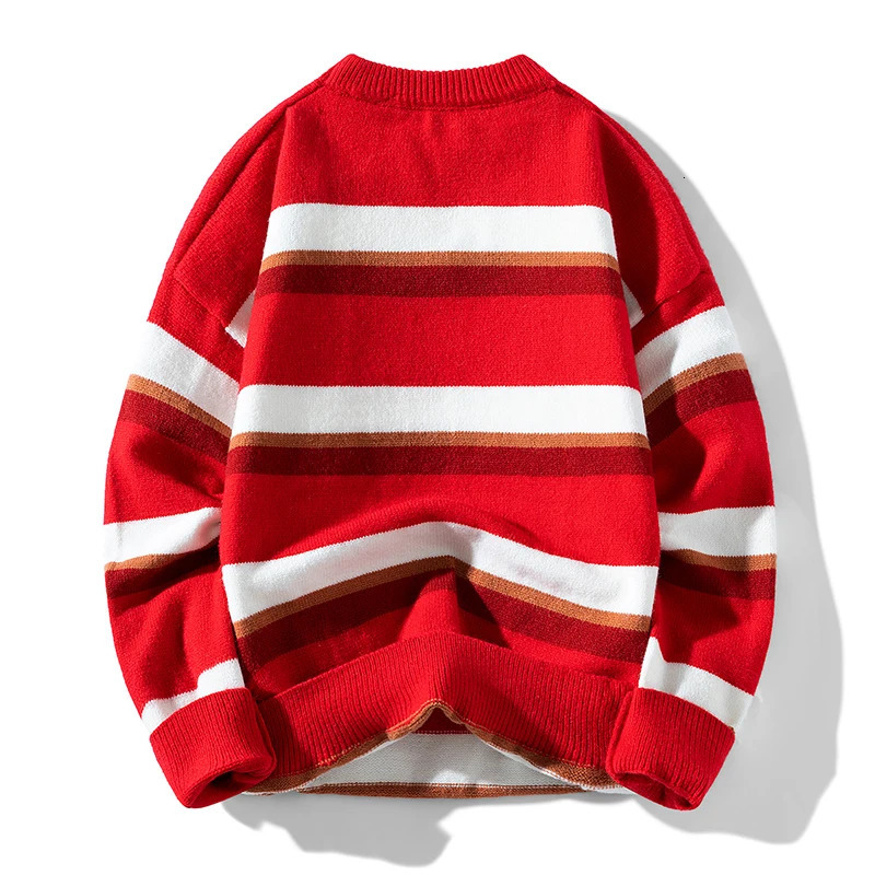 Red Sweaters For Men Christmas Gift Boyfriend Striped Sweater Soft Touch Stretch 241031