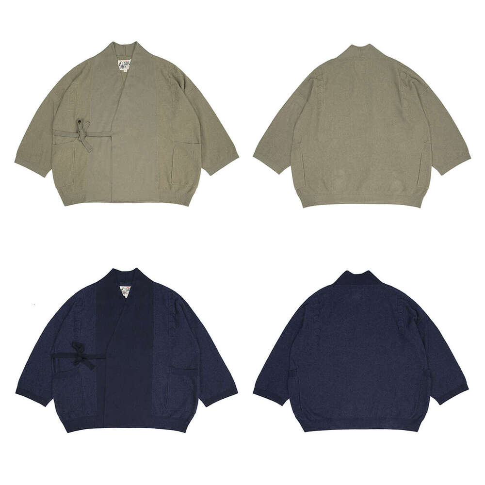 Second Order Japanese Style Kendo Jacket Retro Knitted Kimono Men's Cardigan