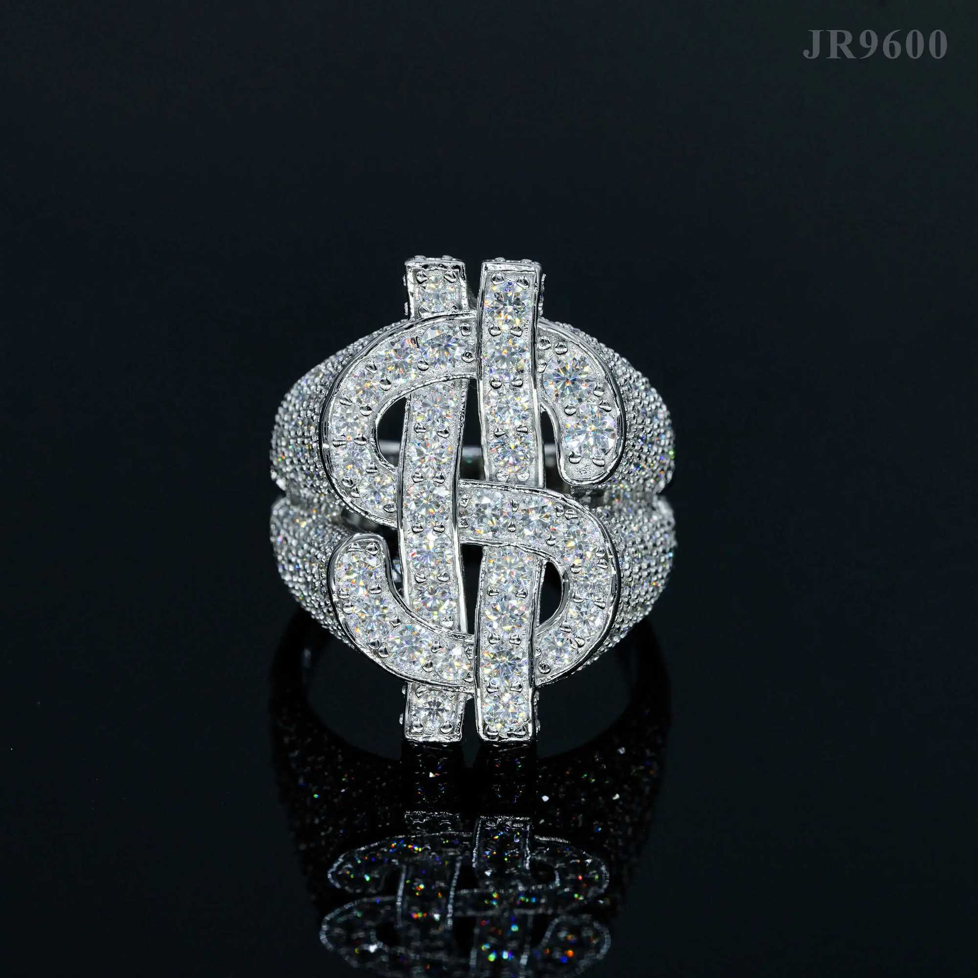 Hip Hop Rock Dollar Ring 925 Sterling Silver VVS1 D Color Real GRA Full Moissanite For Men Party Ring 18K White Fine Jewelry
