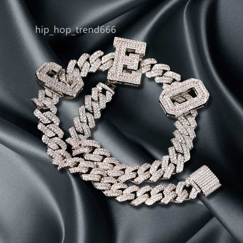 Iced Out Mens Hip Hop Jewelry Platinum/18K Gold Plated Lab Diamond Letter Custom Pink moissanite Intials Name Cuban Chain Necklaces