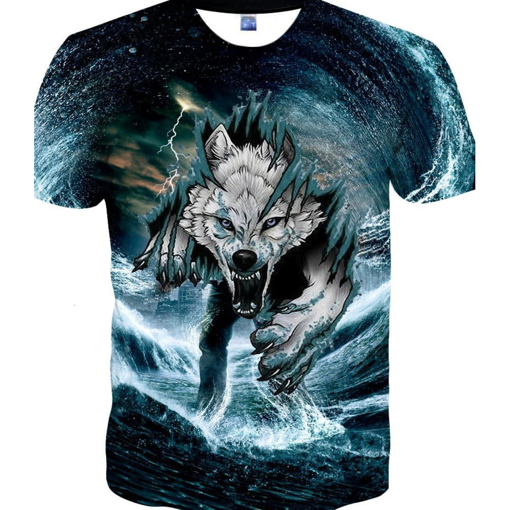 Mens T shirt Mens T shirt Unisex 3D Graphic Print Shirts for Mens Women Casual Short Sleeve Tee Shirts Top tee Casual tops summer clothes tee wolf