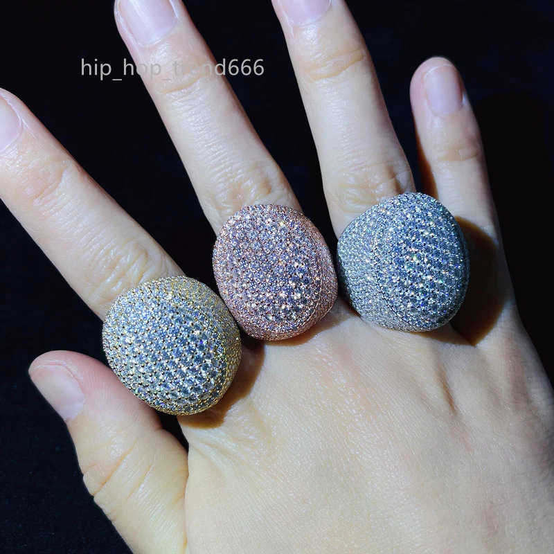 Hip Hop Men Luxury Ring Fashion Inlaid moissanite Full Diamond Personality Big Diamond Pigeon Ring