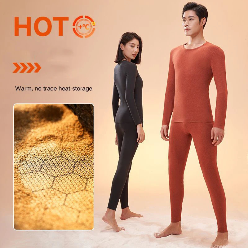 Womens Thermal Underwear Set Antibacterial Cashmere Silk Winter Thickened Seamless High Elasticity Round Neck Thermal Clothing 241031
