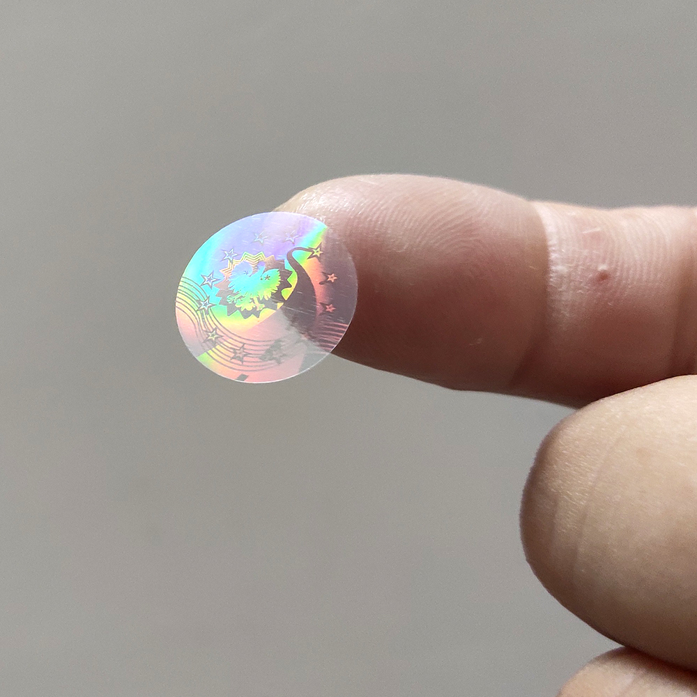 Anti-counterfeiting transparent round hologram sticker Adhesive Rainbow Holographic Foil Hologram Overlay Sticker