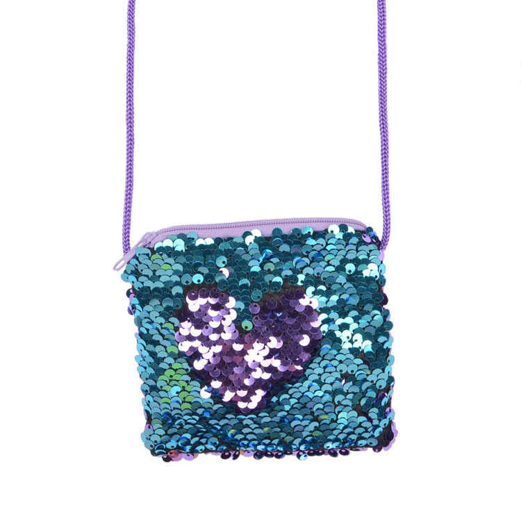 New designer square hanging rope shoulder children's coin purse makeup bag hot selling sequin small bag
