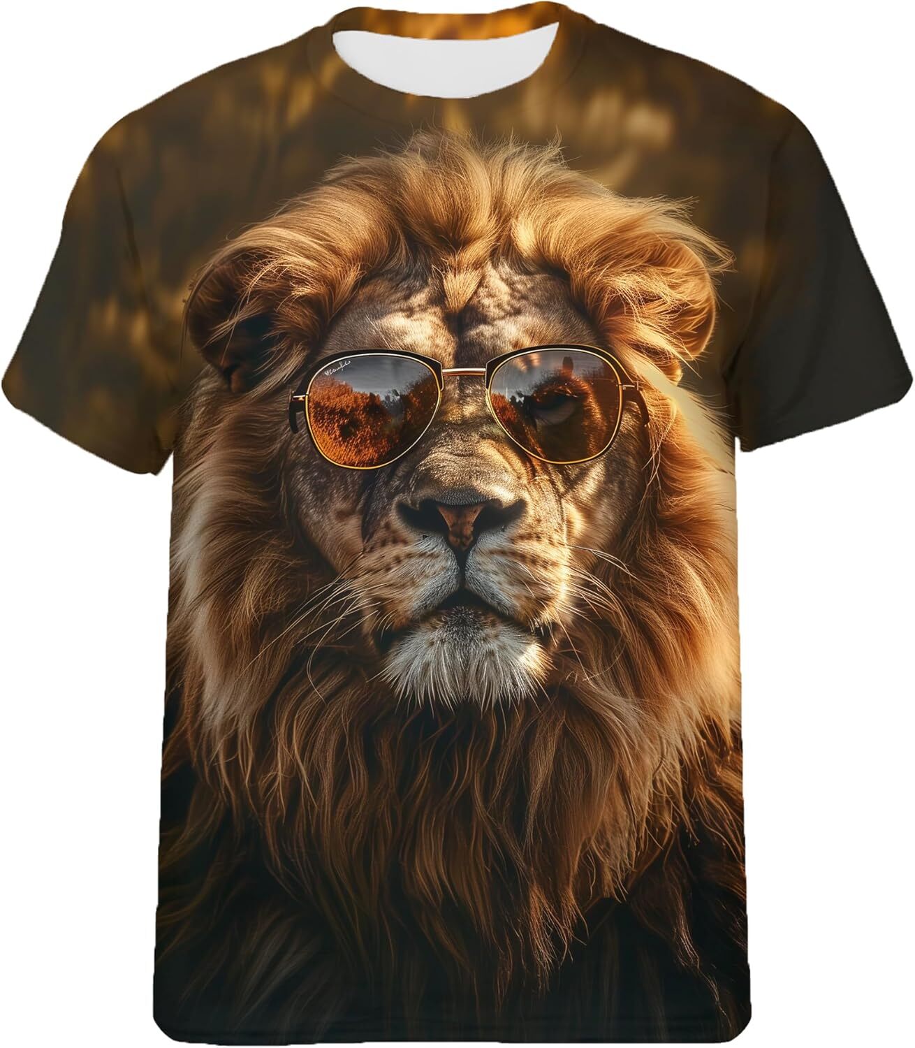 Men's T-shirt for men and women 3D graphic color Lion T-shirt short sleeve fashion printed T-shirt men and women wearing sunglasses Lion fashion 