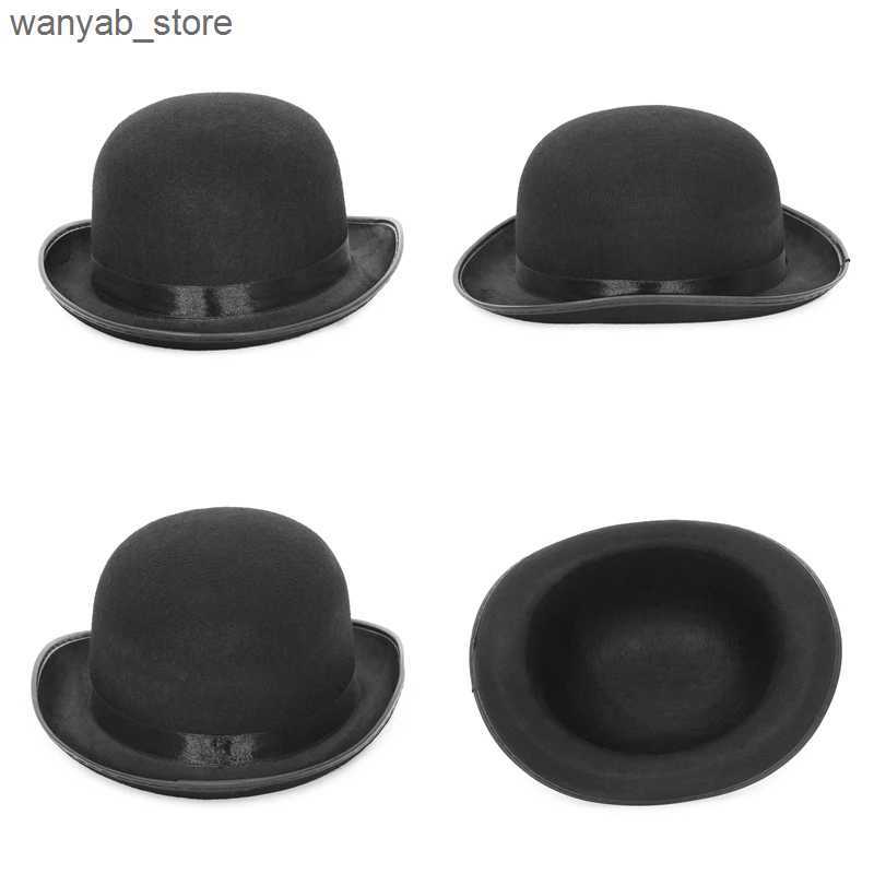 Stingy Brim Hats Halloween Men Women Magician Hats Cap Gentleman Jazz Hat Top Hat Black Red Party Bowler Hat L240910