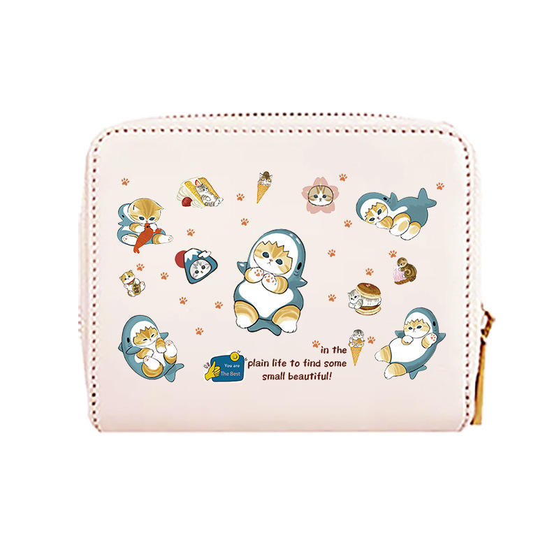 New designer wallet card bag integrated with cute ladies' cartoon cat, large capacity Instagram, compact Korean version, anti demagnetization